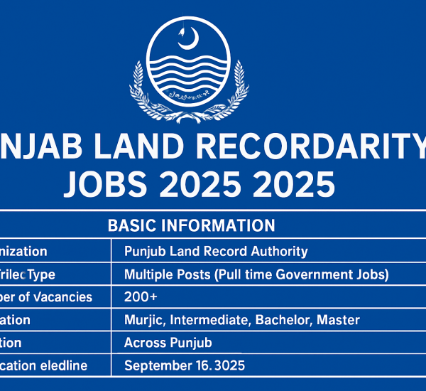 Punjab Land Record Authority Jobs 2025